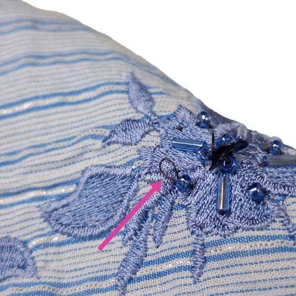 Westport Blue White Pullover Striped Short Ruffle‎ Sleeve Cotton Top Size 1X - Picture 6 of 12